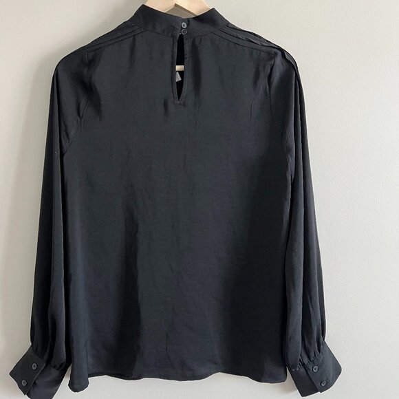 NWT | Express Chic Black Long Sleeve Blouse | Pleated Detail | Size Medium - Picture 2 of 6